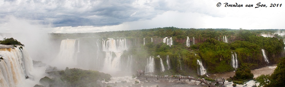 A Panoramic of the falls from the Brazilian side of Iguazu Falls.  Click to enlarge.