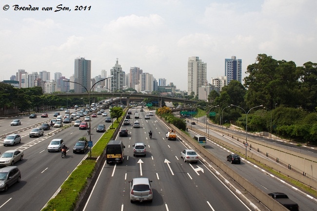A busy freeway in Sao Paulo, Things to do in Sao Paulo, Brazil