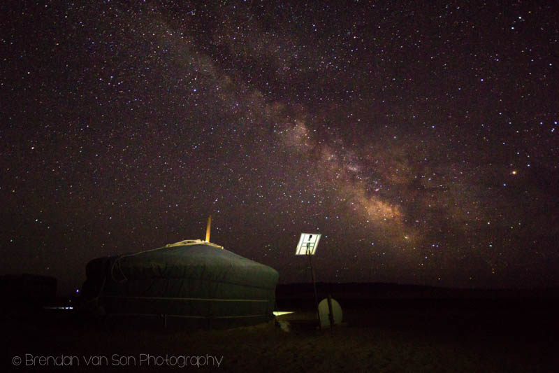 This was the first star shot I took in the Gobi.  That's the Ger we slept in for the night.  I tried using a subtle lighting and an obvious dark sky.