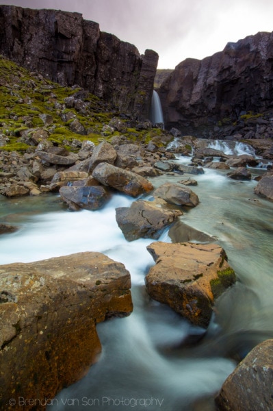 Smooth waterfall fall photo Iceland