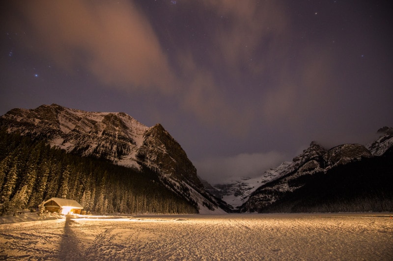 Banff Night Photography, Lake Louise Winter