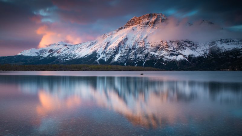 Mountains and reflection on Waterton Lake
