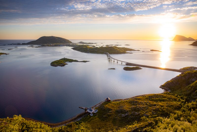 the midnight sun on the coast of norway