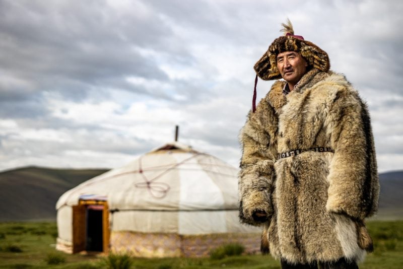 The eagle hunter with his ger