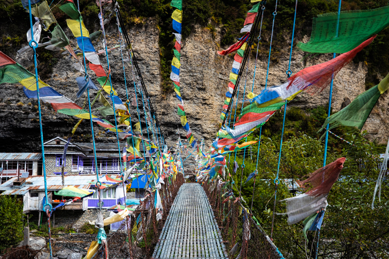 A suspension bridge on the Annapurna Circuit
