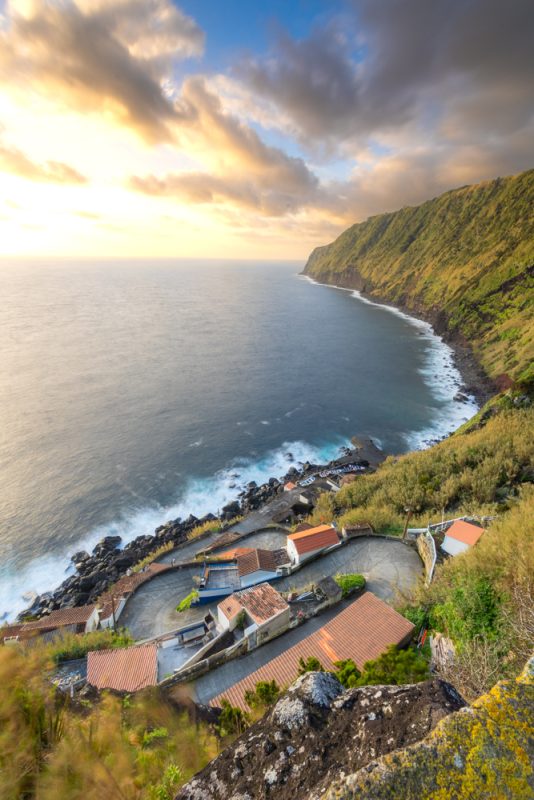 fishing village on the coast. One of the best photo spots on The Azores Islands.