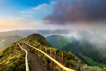 View into a volcanic caldera.