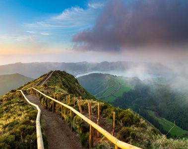 View into a volcanic caldera.