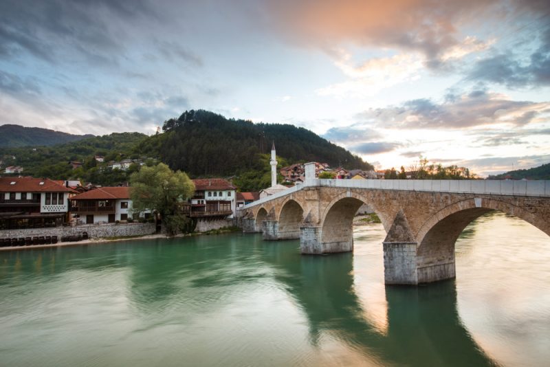 Bosnia-Herzegovina photography. A bridge over a river in Konjic.