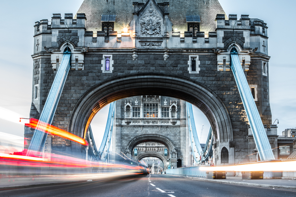 Tower Bridge in London with Double Decker Bus iPhone Case by